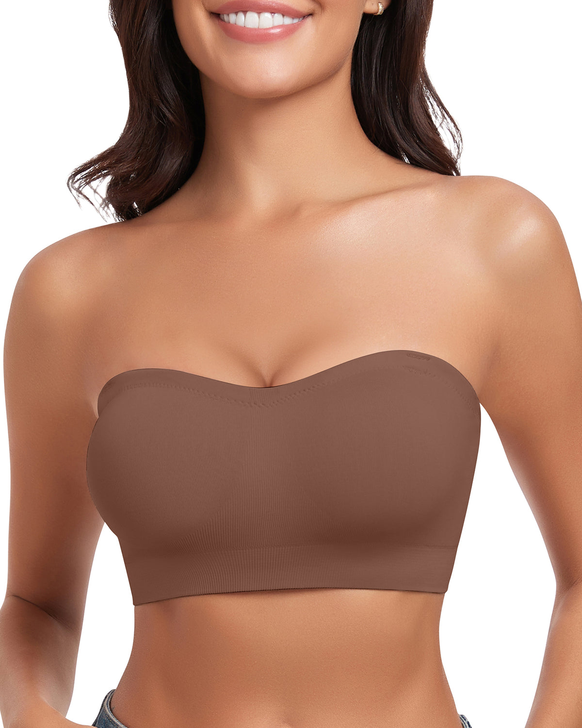 Strapless Bra for Women Non-Slip Silicone Wireless Bandeau Bras Seamless pads Bralette Tube Top Bra,Clear Bra Straps Included