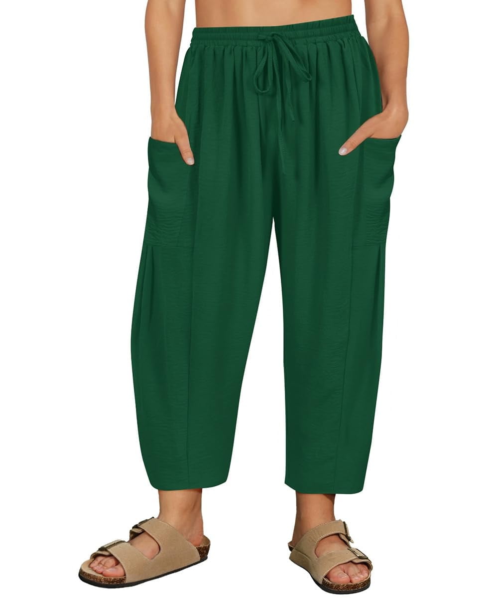 CASSIE LIZ Plus Size Pants Summer Womens Wide Leg Knit Palazzo Pants Lounge Ladies Casual Drawstring Harem Fall Solid Pants with Pocket (XL-5XL)