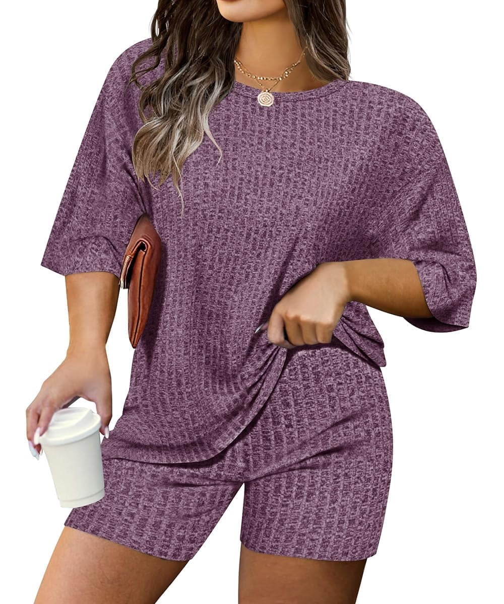 CASSIE LIZ Plus Size Outfits Womens 2 Piece Short Sets Oversized Tshirts Matching Biker Short Solid Summer Clothing XL-5XL
