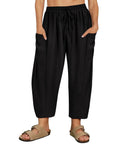 CASSIE LIZ Plus Size Pants Summer Womens Wide Leg Knit Palazzo Pants Lounge Ladies Casual Drawstring Harem Fall Solid Pants with Pocket (XL-5XL)