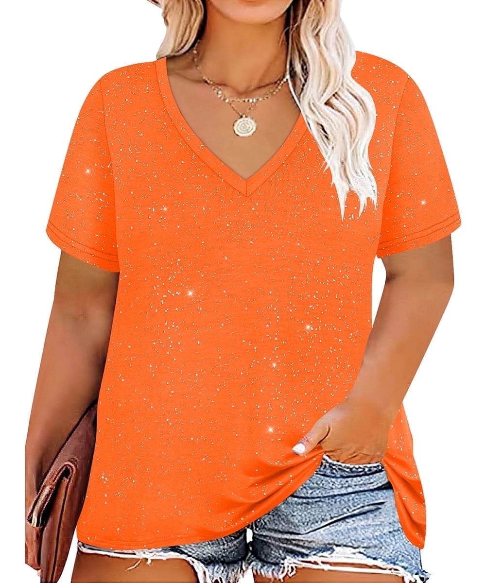 CASSIE LIZ Plus Size Tops Summer Womens Shirts V Neck Fashion Short Sleeve Tee Loose Fit Tunics Spring Blouses Casual Pullover Casual Pullovers Floral/Tie Dye/Leopard/Patriotic/Striped/Solid (XL-5XL)