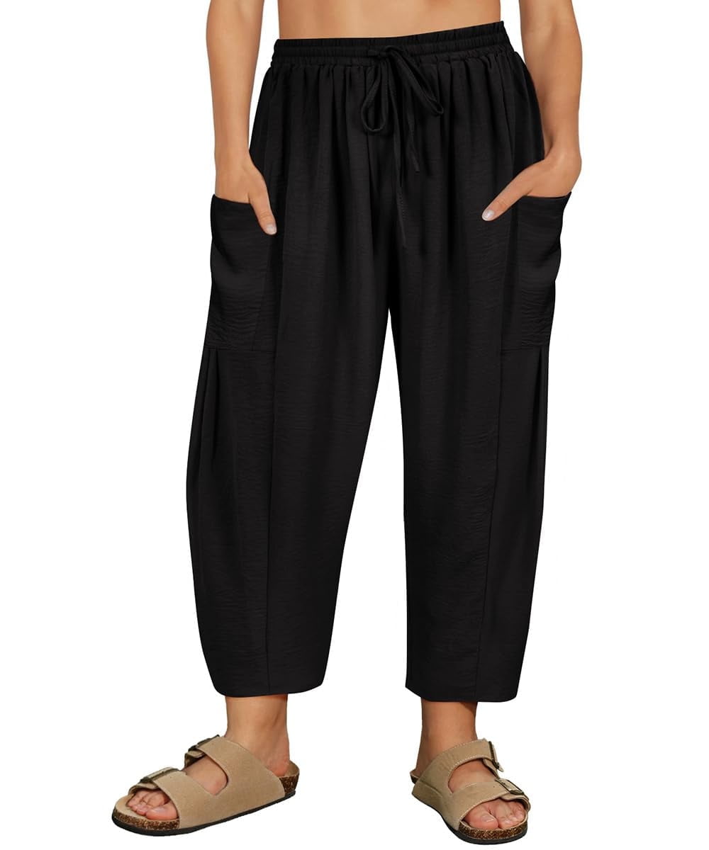 CASSIE LIZ Plus Size Pants Summer Womens Wide Leg Knit Palazzo Pants Lounge Ladies Casual Drawstring Harem Fall Solid Pants with Pocket (XL-5XL)