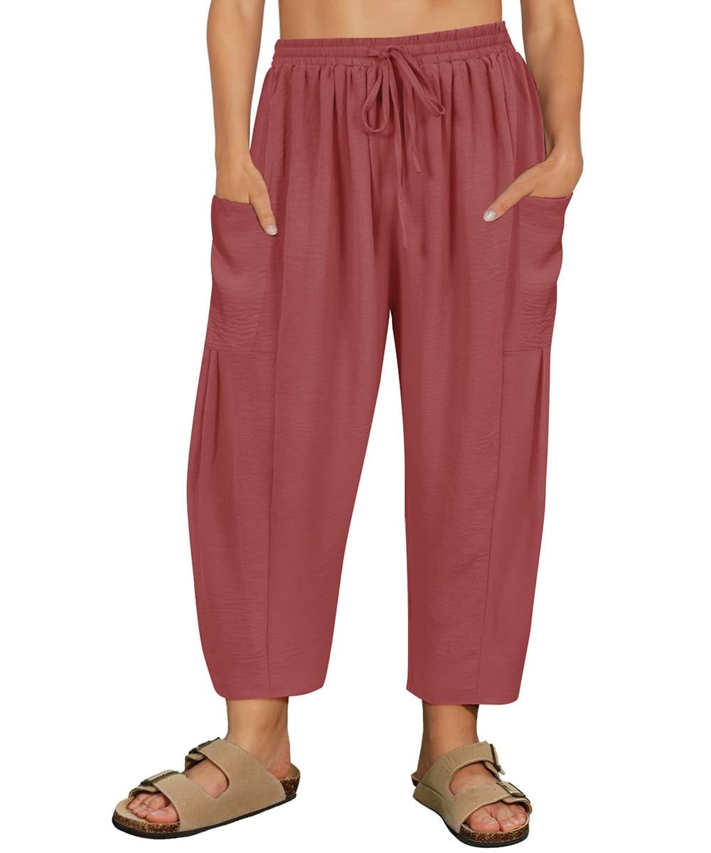 CASSIE LIZ Plus Size Pants Summer Womens Wide Leg Knit Palazzo Pants Lounge Ladies Casual Drawstring Harem Fall Solid Pants with Pocket (XL-5XL)