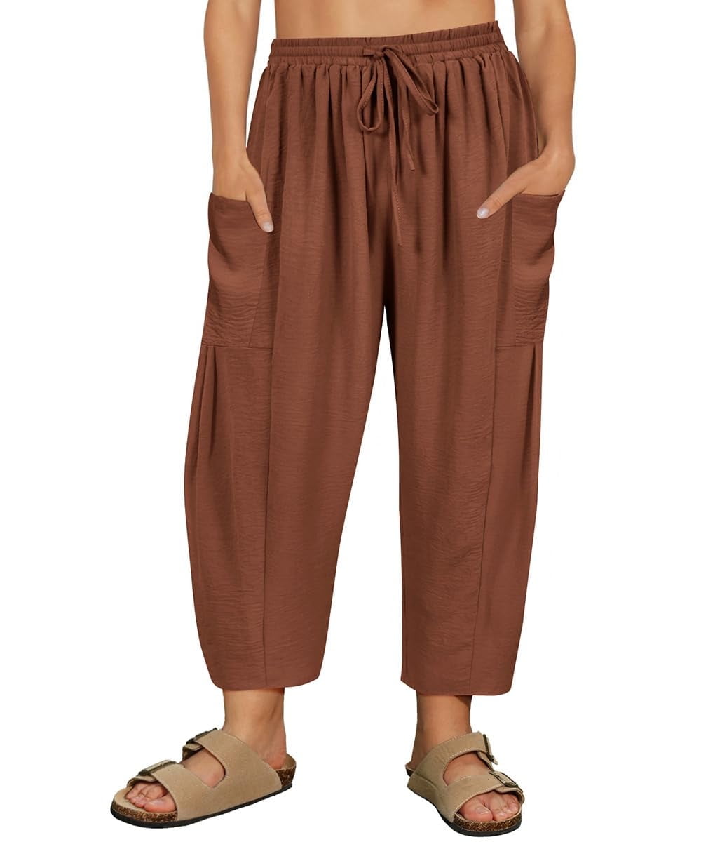 CASSIE LIZ Plus Size Pants Summer Womens Wide Leg Knit Palazzo Pants Lounge Ladies Casual Drawstring Harem Fall Solid Pants with Pocket (XL-5XL)