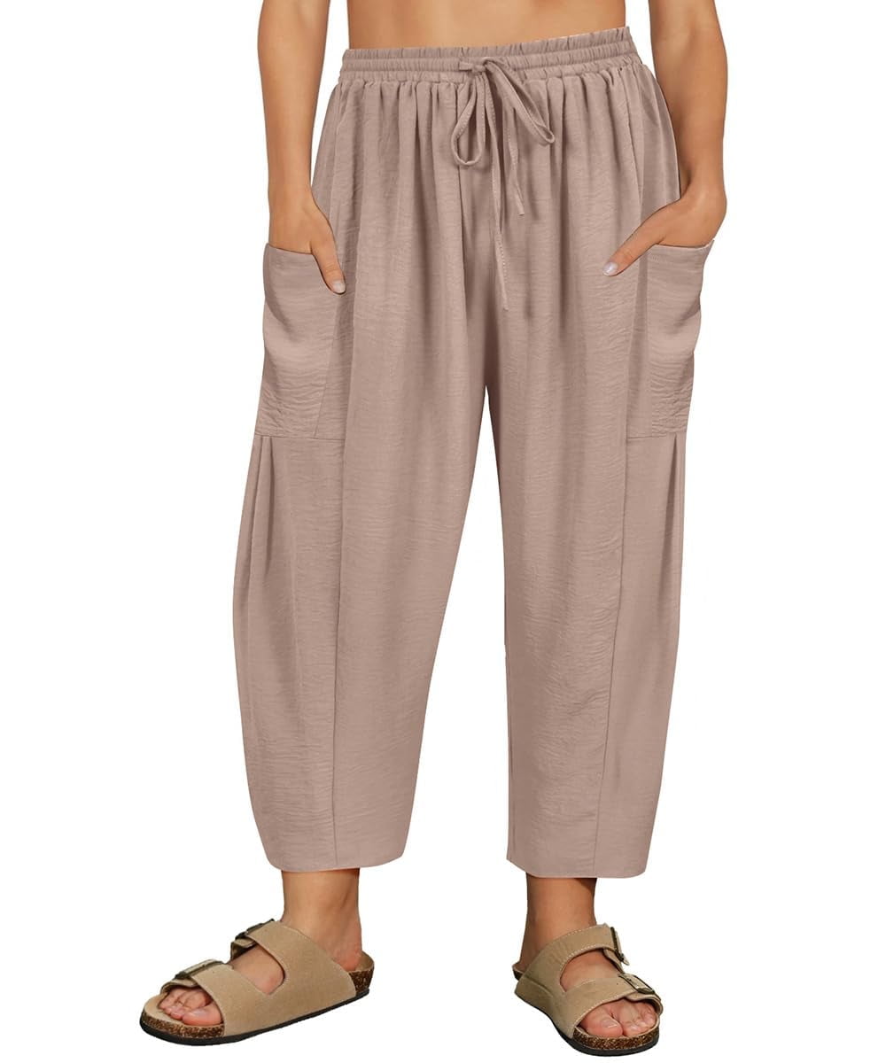 CASSIE LIZ Plus Size Pants Summer Womens Wide Leg Knit Palazzo Pants Lounge Ladies Casual Drawstring Harem Fall Solid Pants with Pocket (XL-5XL)