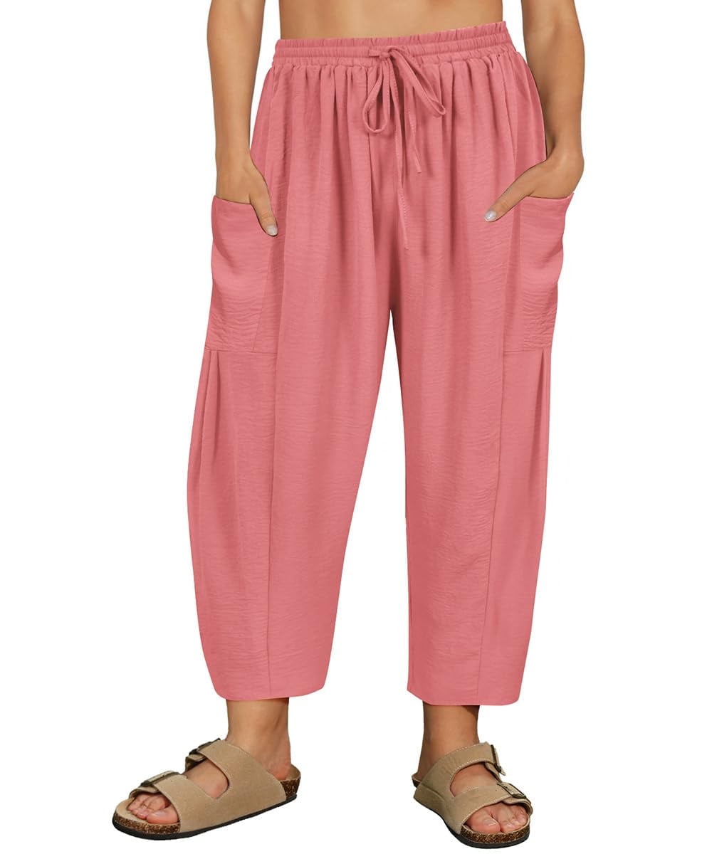CASSIE LIZ Plus Size Pants Summer Womens Wide Leg Knit Palazzo Pants Lounge Ladies Casual Drawstring Harem Fall Solid Pants with Pocket (XL-5XL)