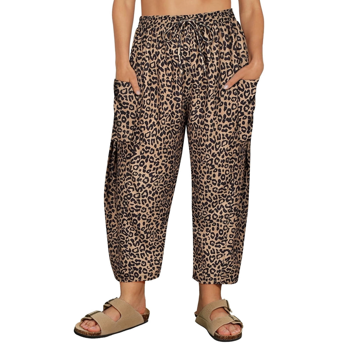 CASSIE LIZ Womens Pants Plus Size Summer Wide Leg Print Knit Palazzo Pants Lounge Ladies Casual Drawstring Harem Fall Pants with Pocket