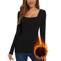 Women's Thermal Long Sleeve Shirt Fleece Lined V Neck Base Layer Warm Pullover Top Cold Weather Undershirt